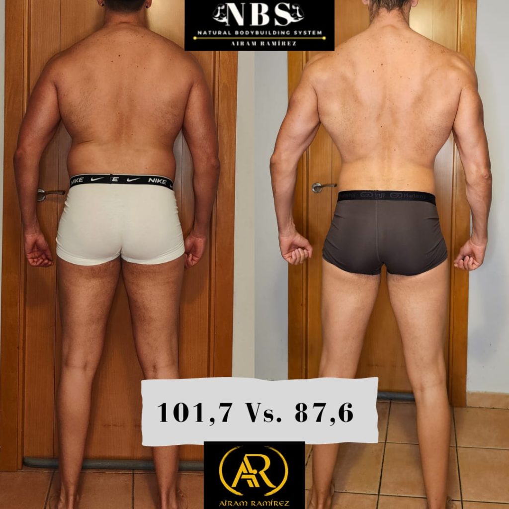 Antes y después cliente entrenamiento personal online