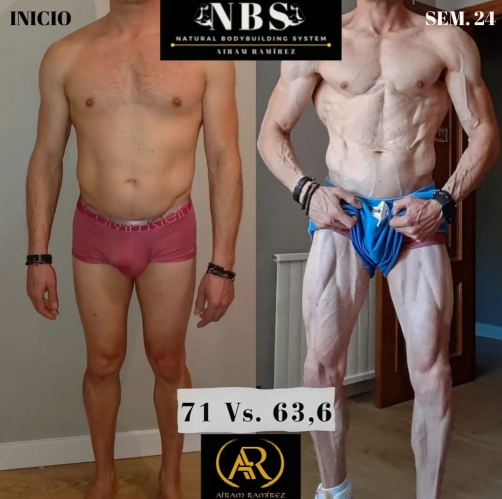 Antes y después cliente personal training online